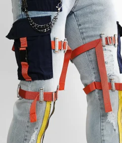 PREME Skinny Cargo Stretch Jean Indigo Navy Orange Best