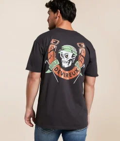 Graphic T-Shirts | Devereux Golf Skull & Horseshoes T-Shirt Coal