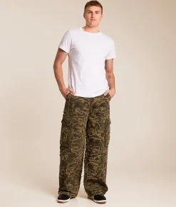 Affliction Skull Camo Extra Wide Leg Cargo Camo Jean Green Camo Hot