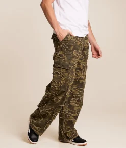 Affliction Skull Camo Extra Wide Leg Cargo Camo Jean Green Camo Hot