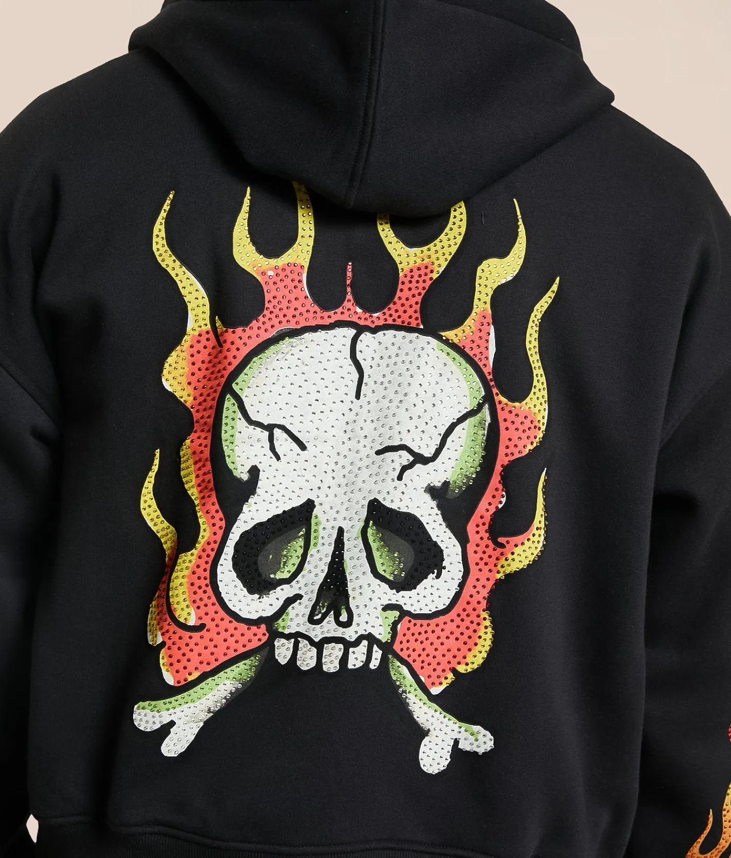 Tops | Ed Hardy Skull Flames Hoodie Black