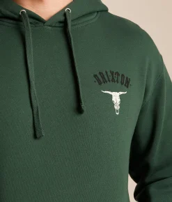 Brixton Skull Hooded Sweatshirt Alpine Green Clearance