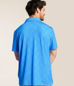 Rock & Roll Denim Skull Polo Blue Hot