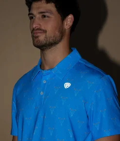 Rock & Roll Denim Skull Polo Blue Hot