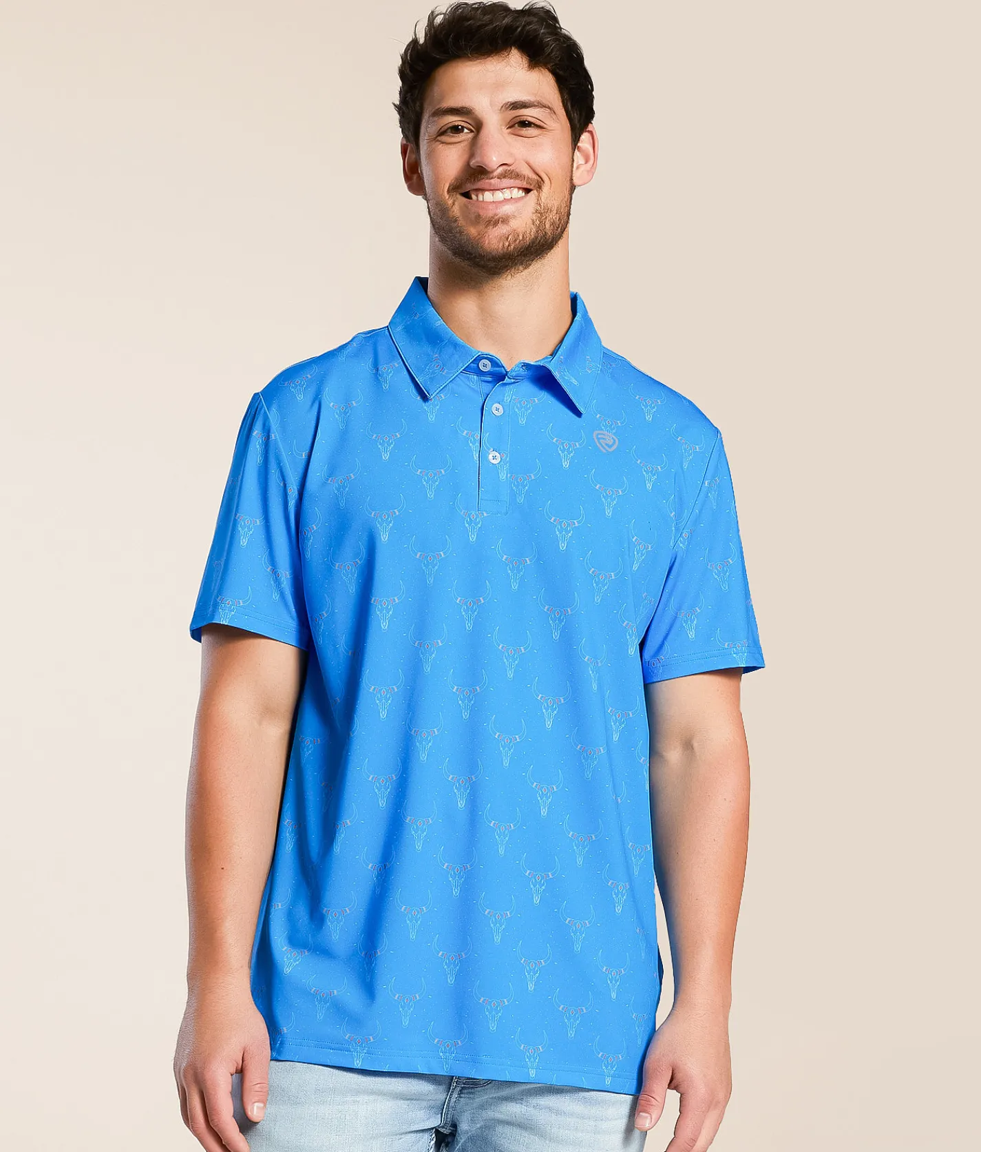 Rock & Roll Denim Skull Polo Blue Hot