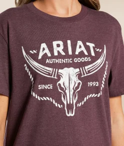 Tops | Ariat Skull Rope T-Shirt Wine Heather