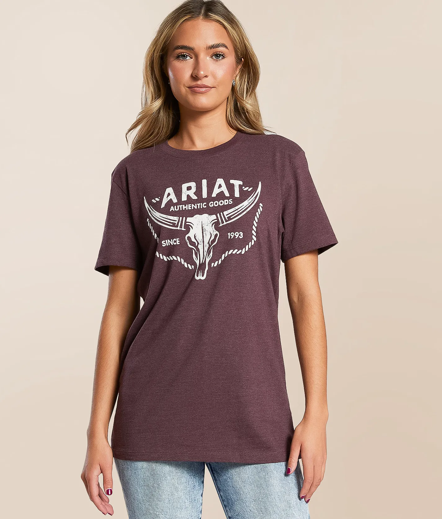 Tops | Ariat Skull Rope T-Shirt Wine Heather