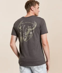 Ariat Skull Shield Patriot T-Shirt Heather Brown Online