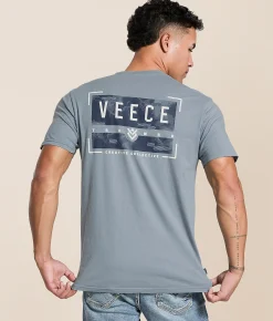 Tops|Graphic T-Shirts | Veece Sky Glitch T-Shirt Silver Blue
