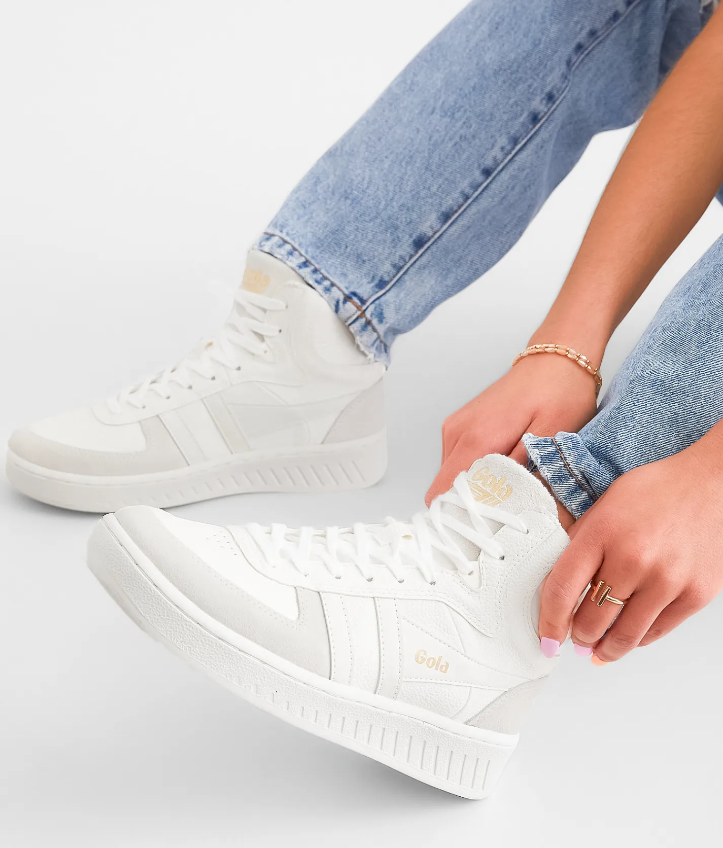 Shoes | Gola® Slam Trident High Top Leather Sneaker White White White