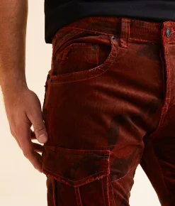 Sale Jeans|Jeans | Smuggler's Moon Slim Straight Camo Corduroy Stretch Jean B. Orange