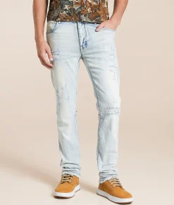 Smoke Rise® Slim Straight Stretch Jean Echo Blue New