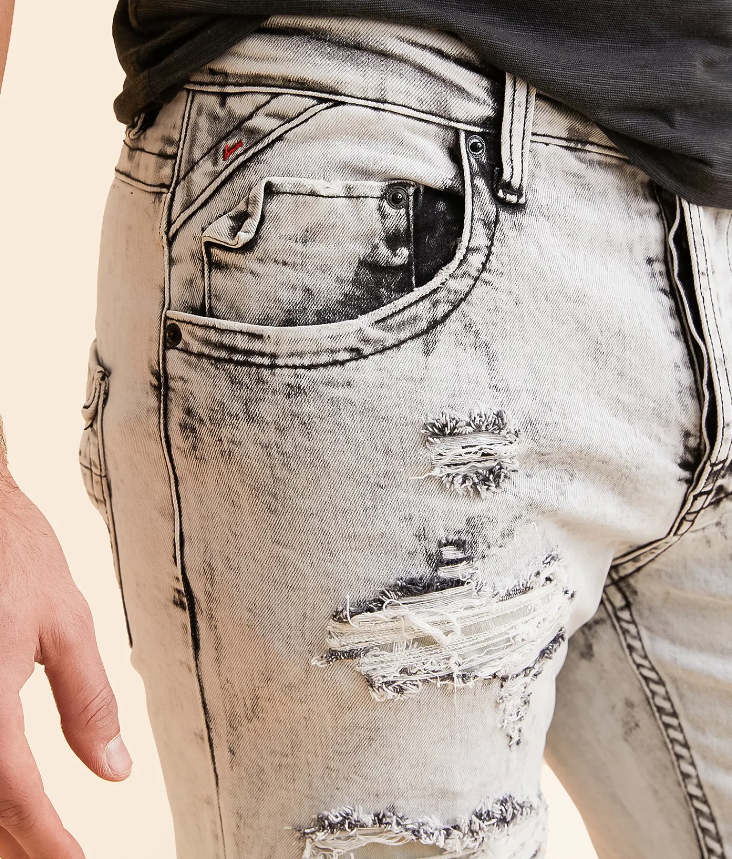 Smuggler's Moon Slim Straight Stretch Jean Grey Acid Wash Best