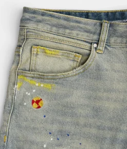 First Row® Slim Straight Stretch Jean Light Stone Tint Outlet