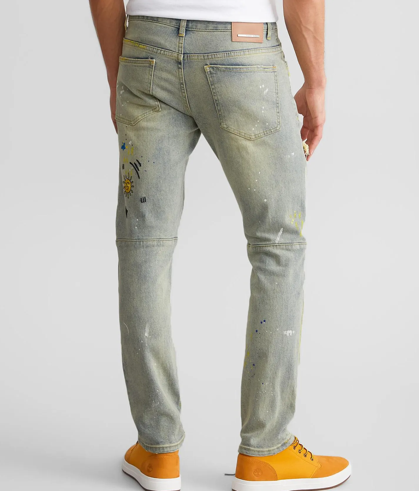 First Row® Slim Straight Stretch Jean Light Stone Tint Outlet