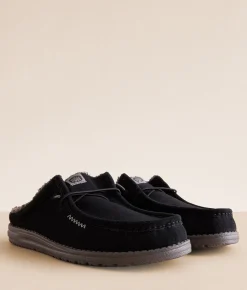 Shoes | HEYDUDE™ Slip Warmth Leather Slipper Black Smoke Grey