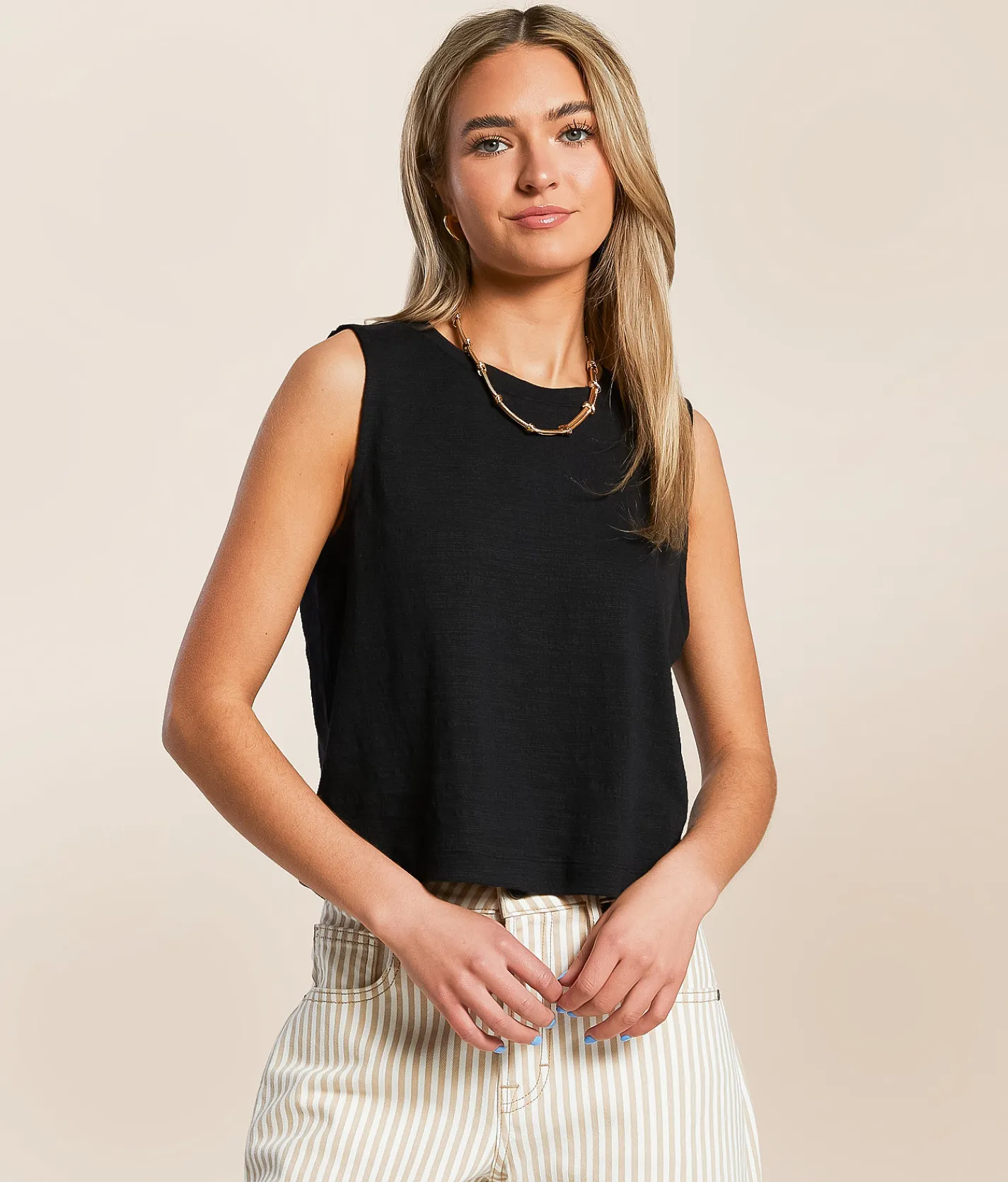 Z Supply Sloane Cropped Tank Top Black