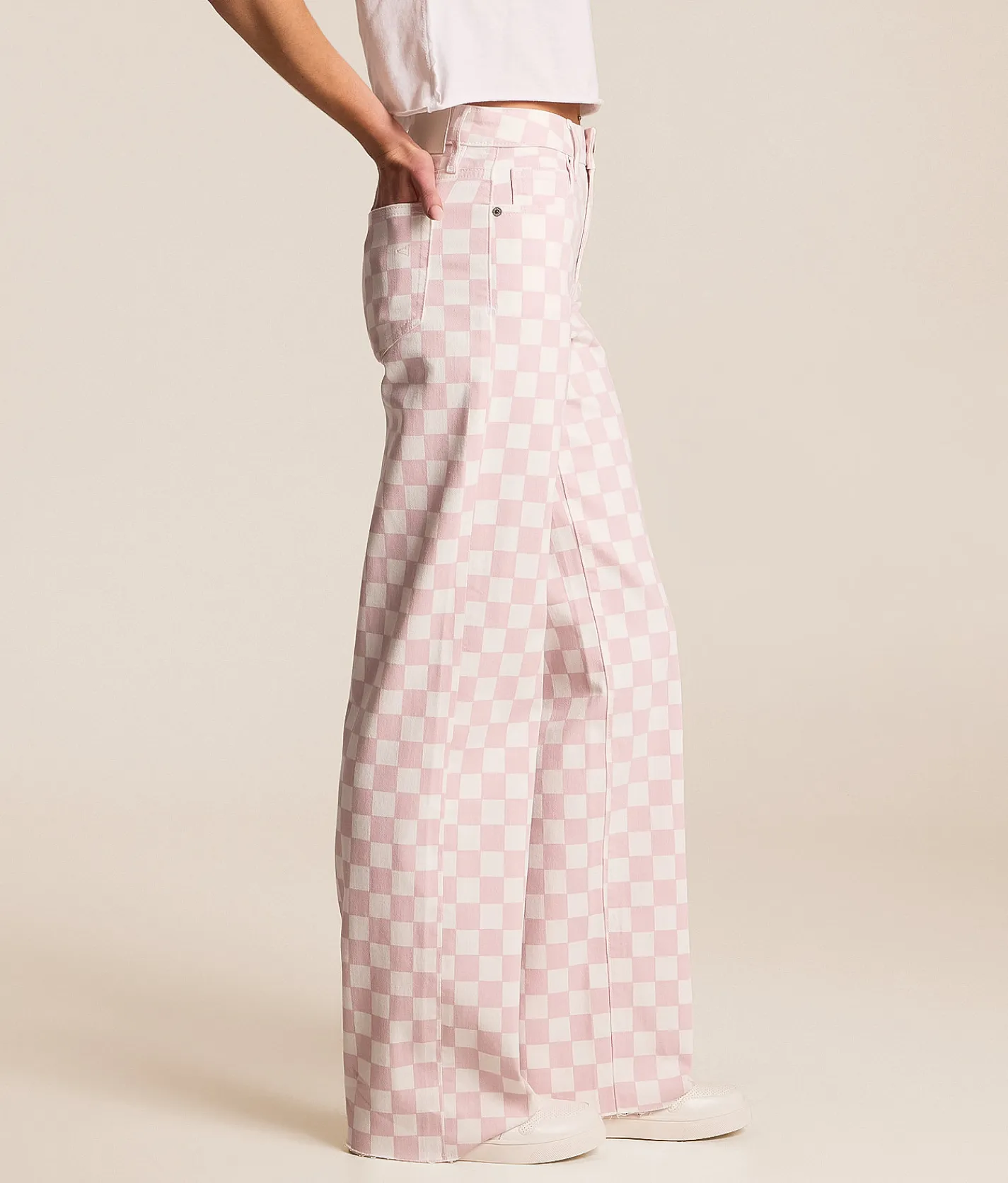Jeans|Bottoms | HIDDEN Sloane Dad Checker Print Stretch Jean Barely Pink