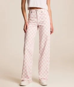 Jeans|Bottoms | HIDDEN Sloane Dad Checker Print Stretch Jean Barely Pink