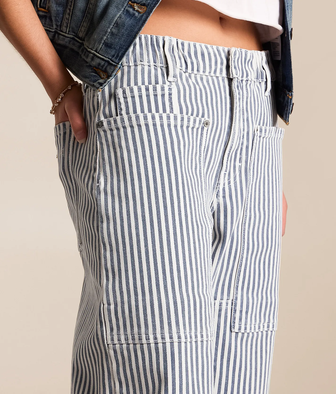 HIDDEN Sloane Striped Wide Leg Pant Navy Stripe Best