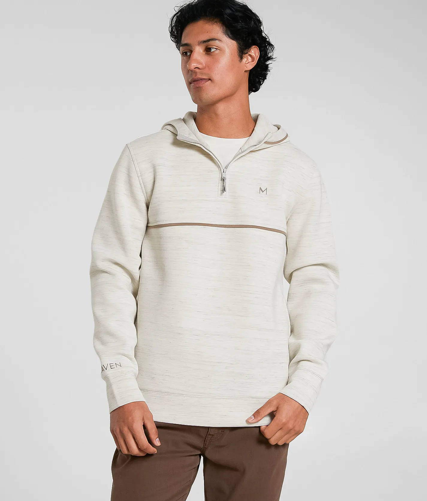 Maven Co-op Slope Quarter Zip Hoodie Pumice Stone Flint Gray New