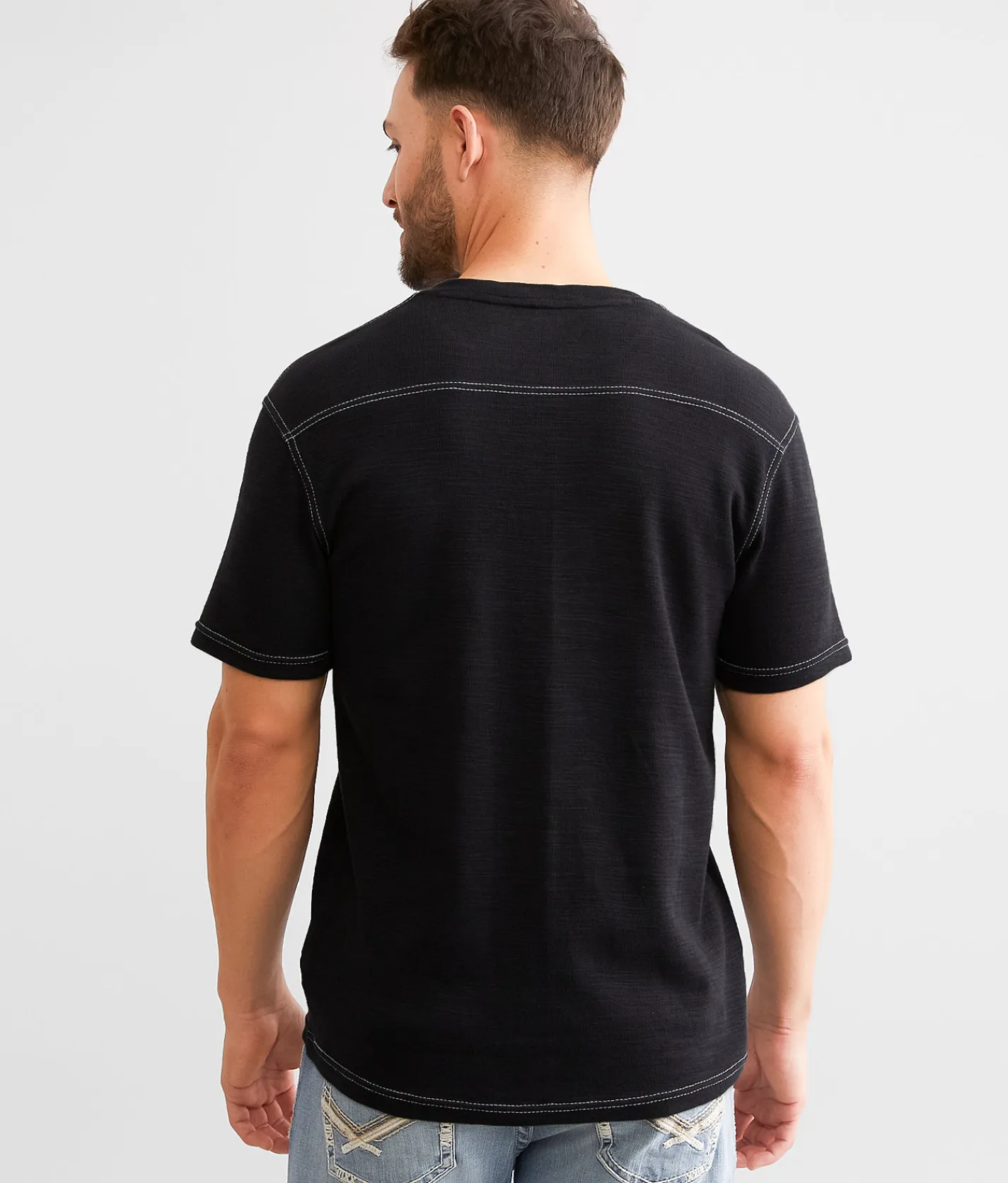 BKE Slub Knit Henley White Clearance