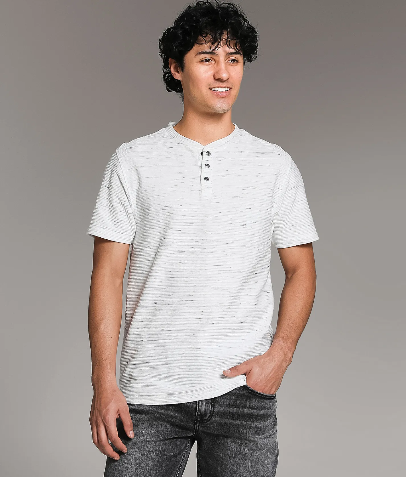 Tops | BKE Slub Knit Henley White Slub
