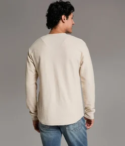 Tops | BKE Slub Knit Henley Almond Milk