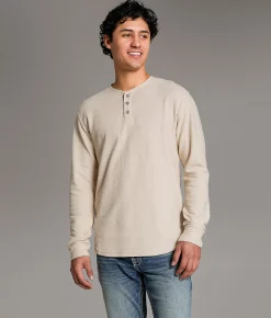 Tops | BKE Slub Knit Henley Almond Milk