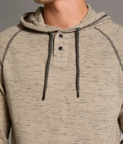 BKE Slub Knit Henley Hoodie Pure Cashmere Black