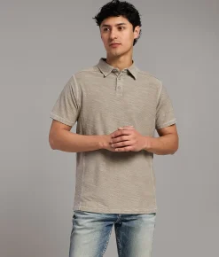 Buckle Black Slub Knit Polo Smokey Olive Clearance