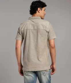 Buckle Black Slub Knit Polo Smokey Olive Clearance