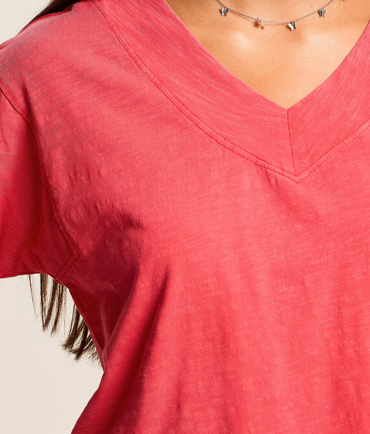 Tops | FITZ + EDDI Slub Knit T-Shirt Tomato