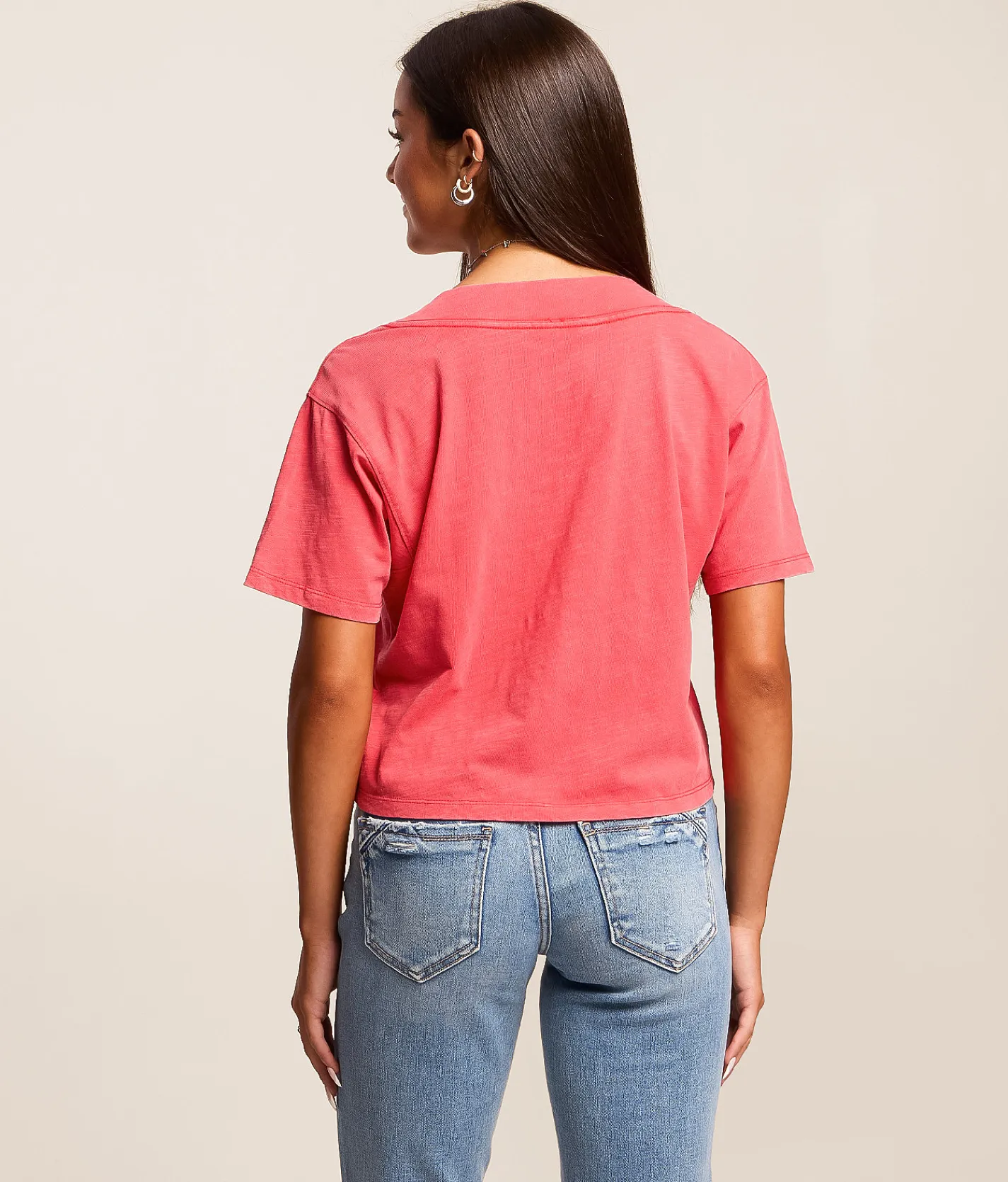 Tops | FITZ + EDDI Slub Knit T-Shirt Tomato