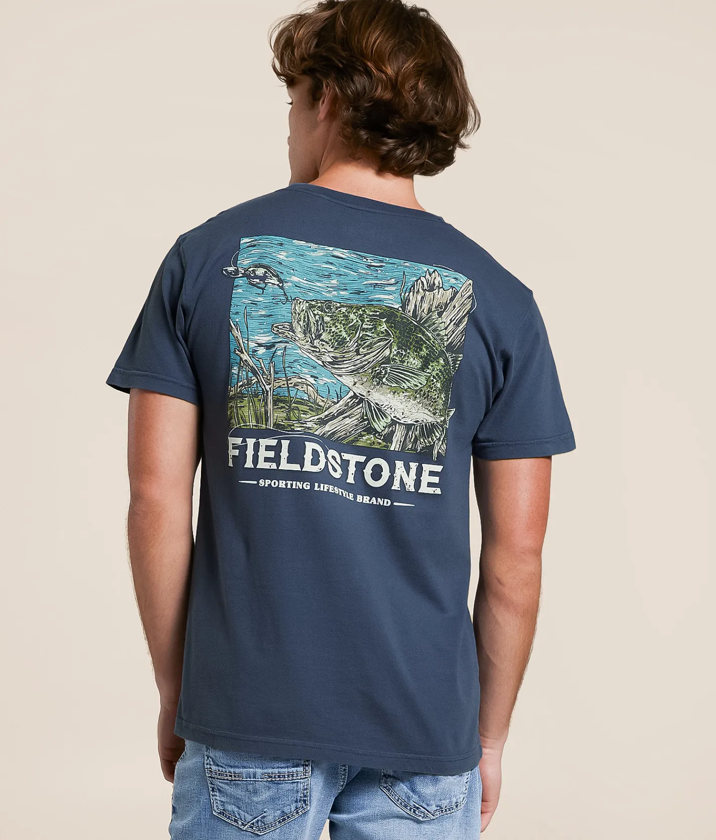 Tops|Graphic T-Shirts | Fieldstone Mouth Bass T-Shirt Denim