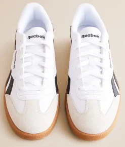 Reebok® Smash Edge Leather Sneaker Black White Gum Hot