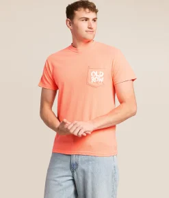 Old Row Smiley Face 2.0 T-Shirt Neon Red Orange Clearance