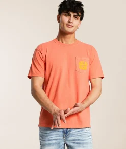 Graphic T-Shirts | Old Row Smiley Pocket T-Shirt Bright Salmon