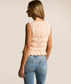 Willow & Root Smocked Lace Tank Top Pink Outlet