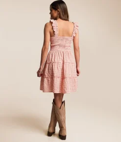 Dresses | Willow & Root Smocked Plaid Dress Clay Pink
