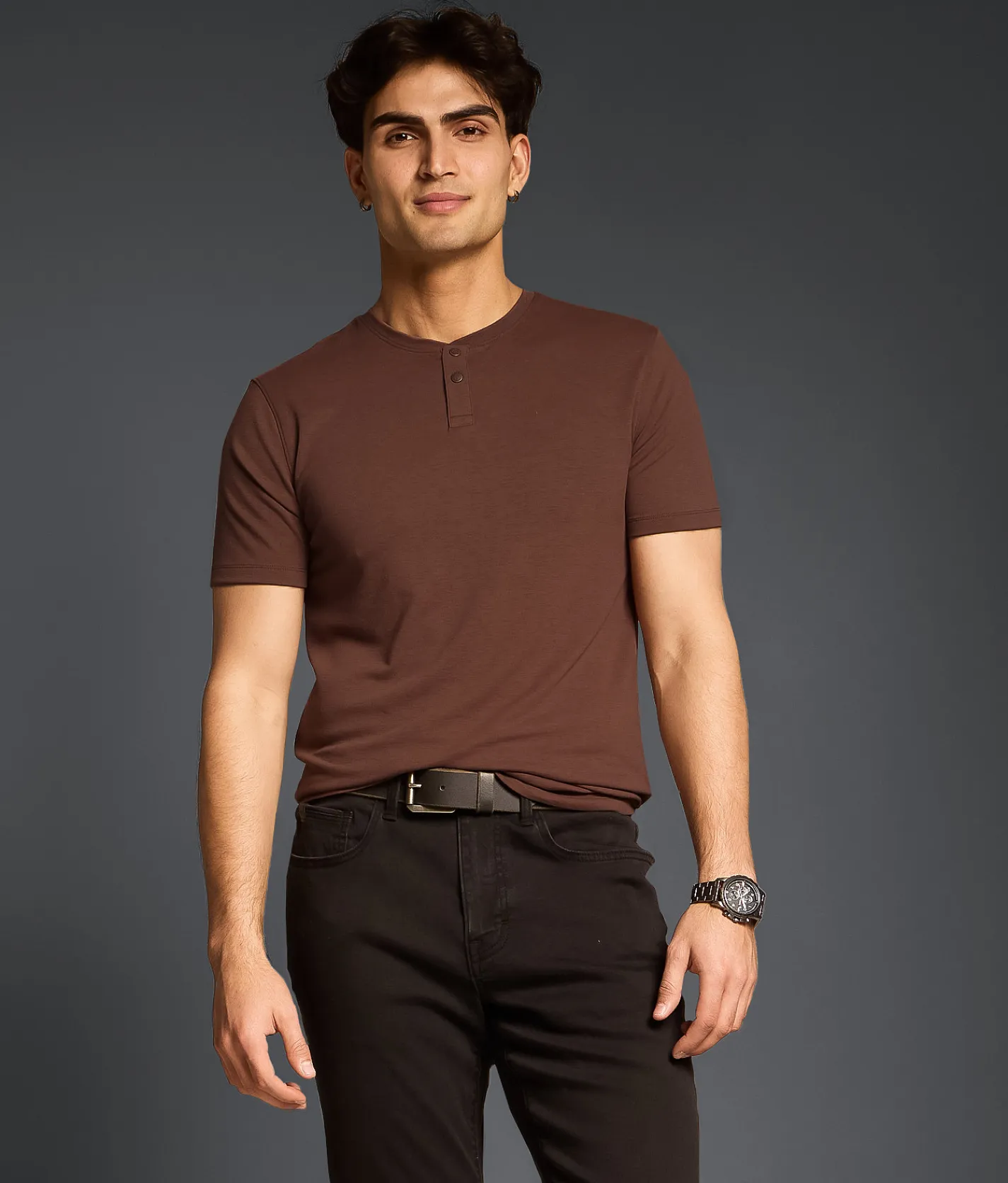 Tops | Outpost Makers Snap Henley Burgundy