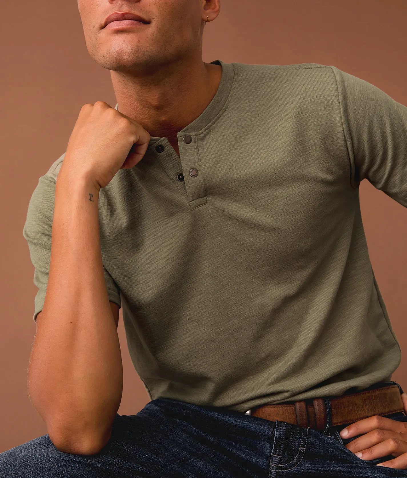 Tops | Outpost Makers Snap Henley Vetiver