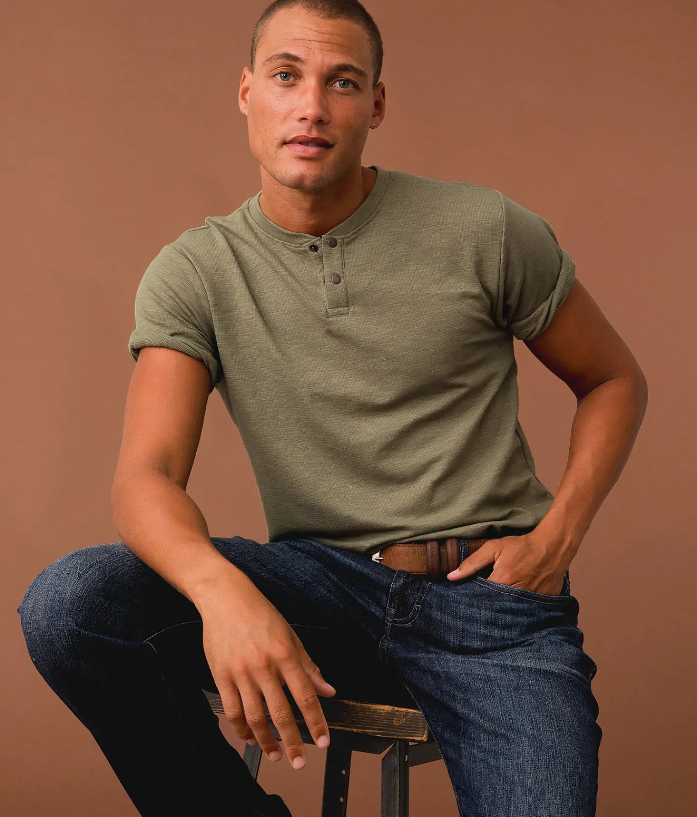 Tops | Outpost Makers Snap Henley Vetiver