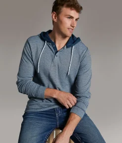 BKE Snap Henley Hoodie Legion Blue Sale