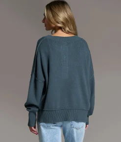 Tops | BKE Snap Henley Sweater Dark Slate