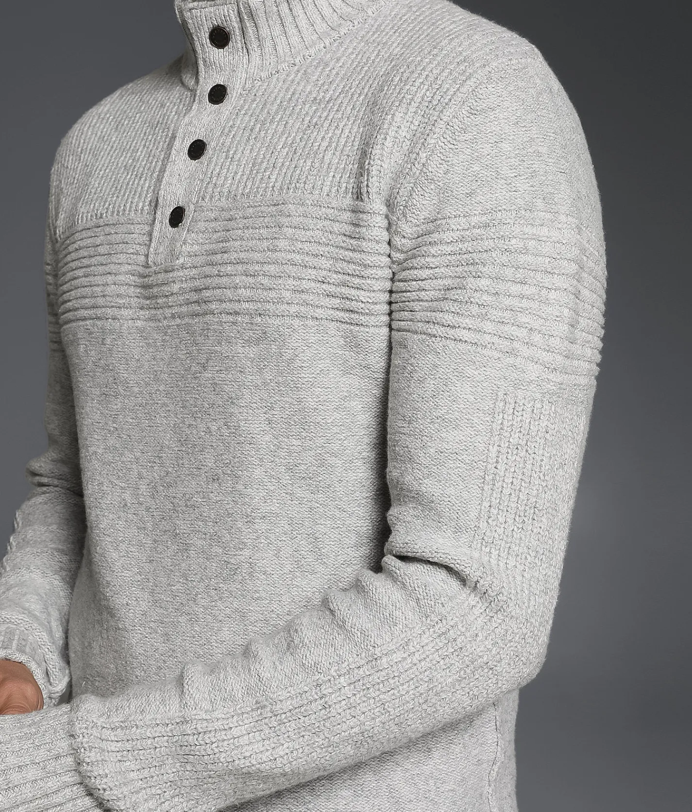 Outpost Makers Snap Henley Sweater Grey Combo Best