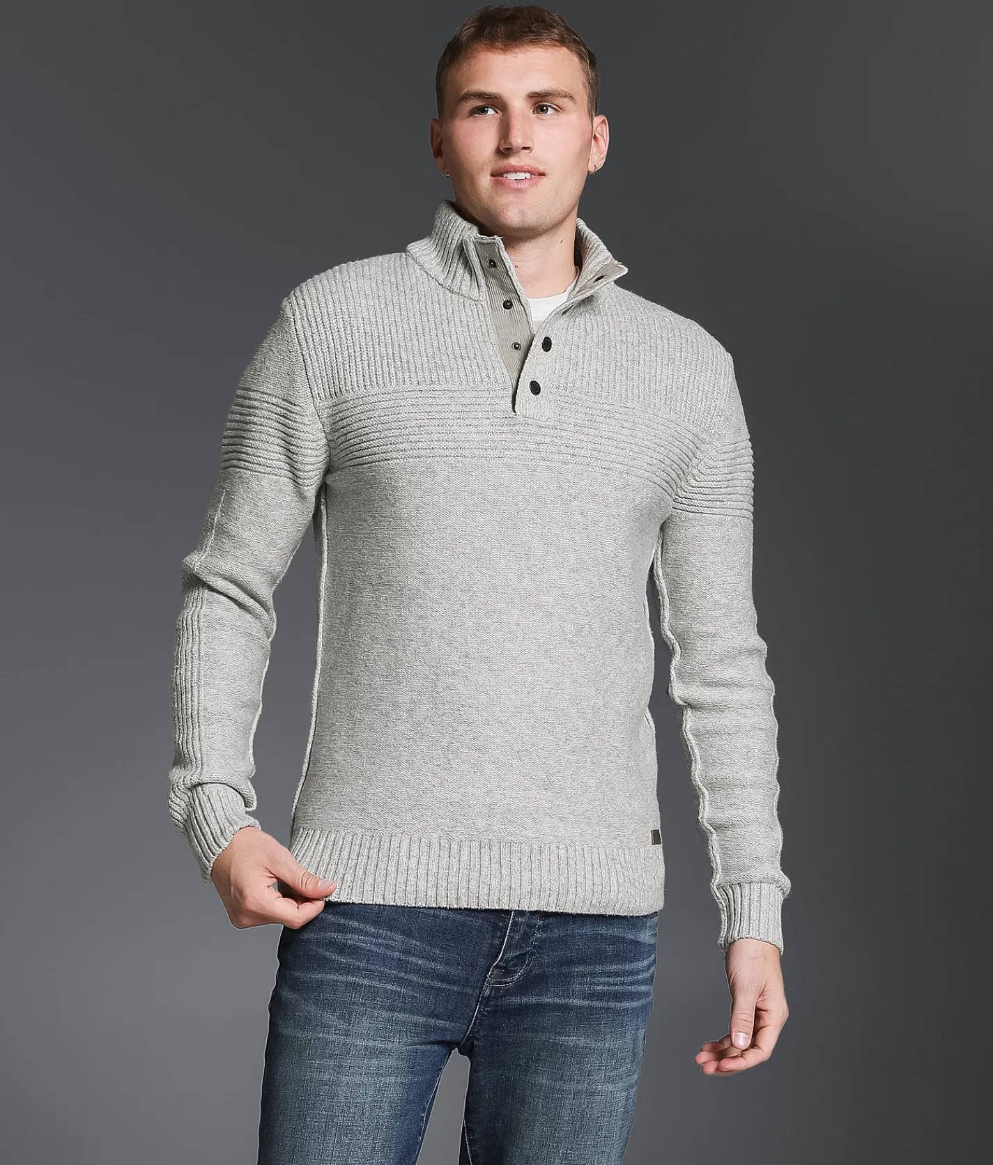 Outpost Makers Snap Henley Sweater Grey Combo Best