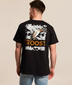 Roost Waterfowl Snow Camo Wood Duck T-Shirt Black Outlet