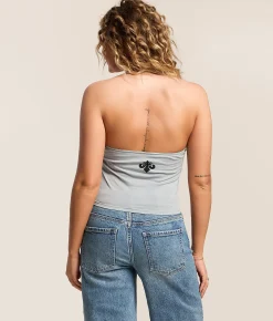 Affliction Sodality Halter Tank Top Silver Grey Lava Wash New