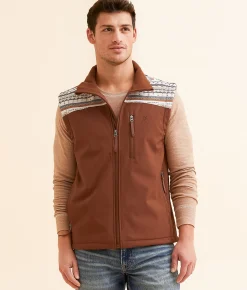 Coats & Jackets | Hooey Softshell Aztec Vest Cream Rust